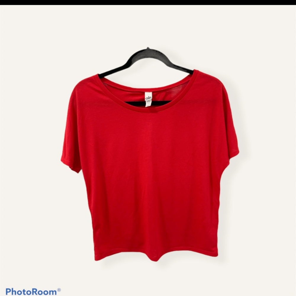 •Alo Yoga• Red Scoop Neck Open back top Sz M! - Picture 3 of 8